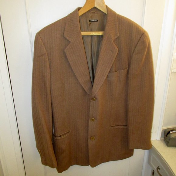 Armani Black Label Men's Light to Medium Brown Herringbone Blazer Size 38R - Picture 9 of 10